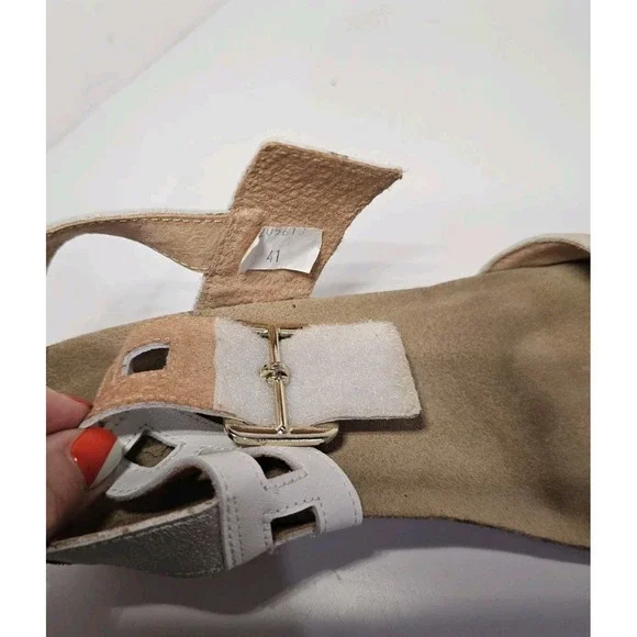 Naot Womens Dynasty Sandals EU 41 US 10 Rose Gold White Leather Wedge - Picture 9 of 10